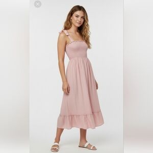 Tobrief Dress Pink Midi Boho Coquette Cottage  L